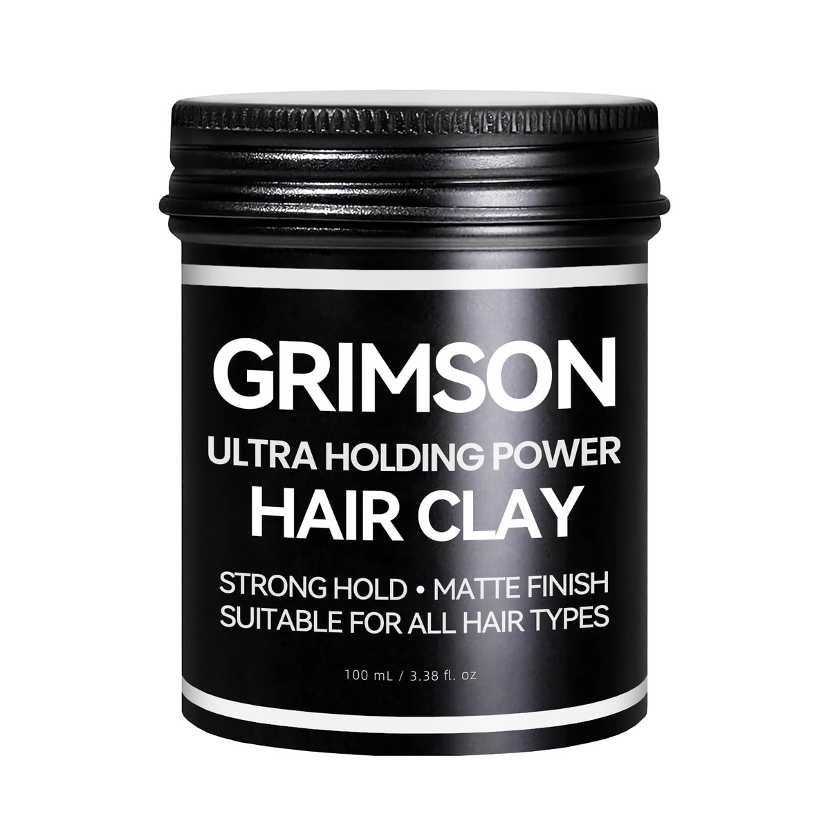 GRIMSON arcilla para cabello, fijación fuerte y acabado mate en un práctico bote.