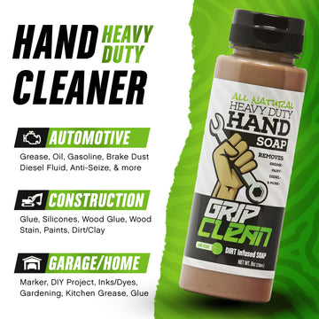 Grip Clean con arcilla bentonita y aceites naturales para limpieza profunda y suave.