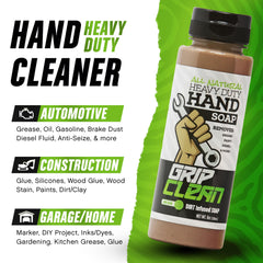 Grip Clean con arcilla bentonita y aceites naturales para limpieza profunda y suave.