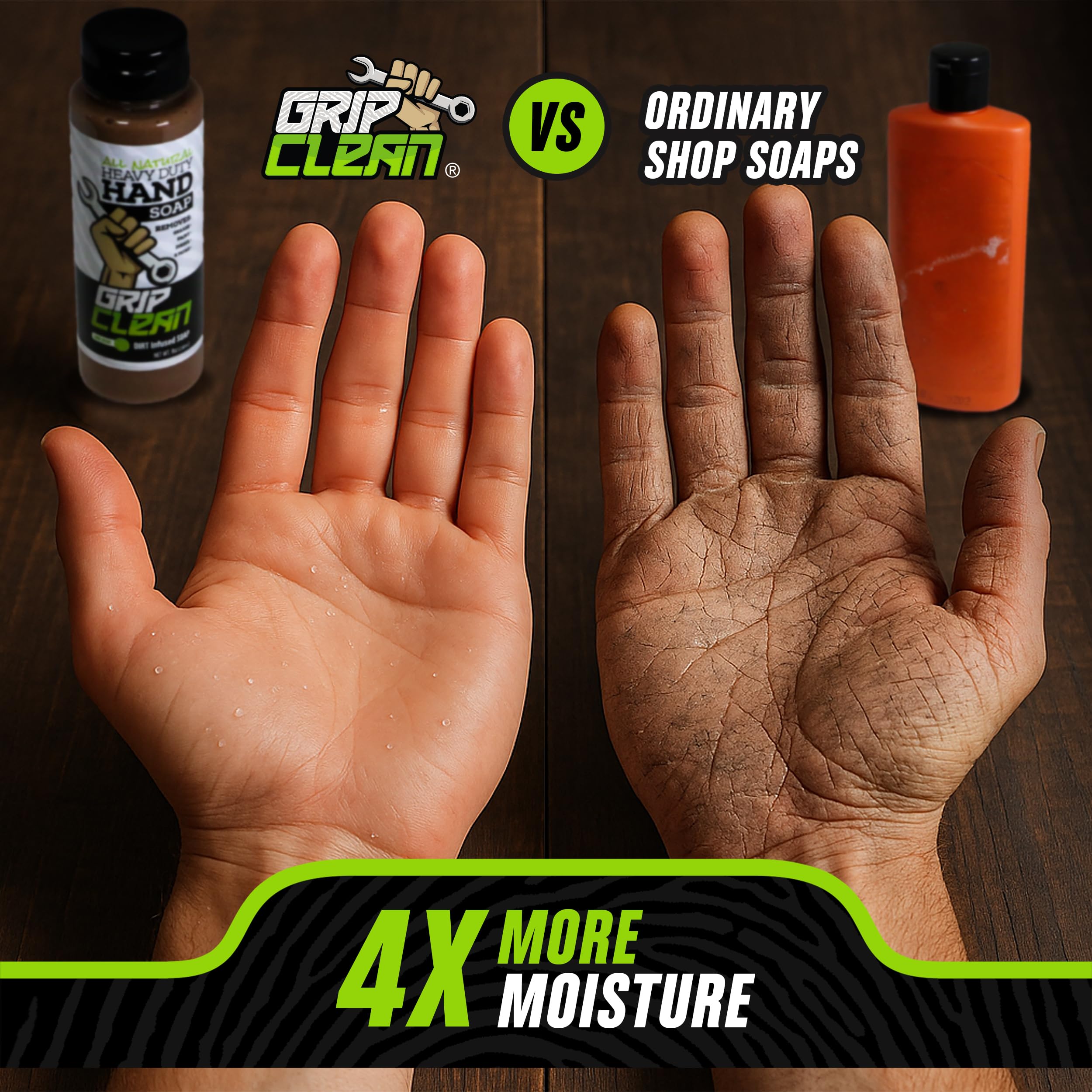 Grip Clean fórmula concentrada de doble potencia para mayor rendimiento.