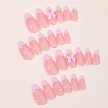 GRITOSE diseño 3D lazo rosado y perla para realzar las uñas