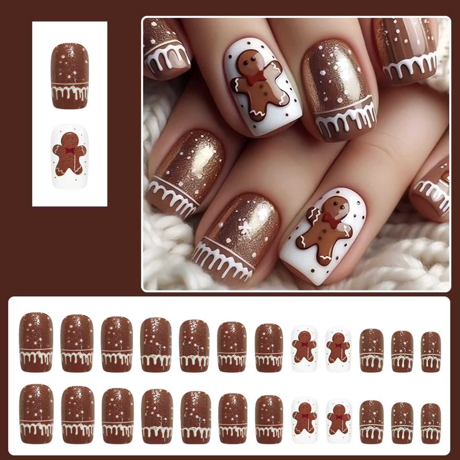GRITOSE diseño hombre de jengibre en uñas para Navidad