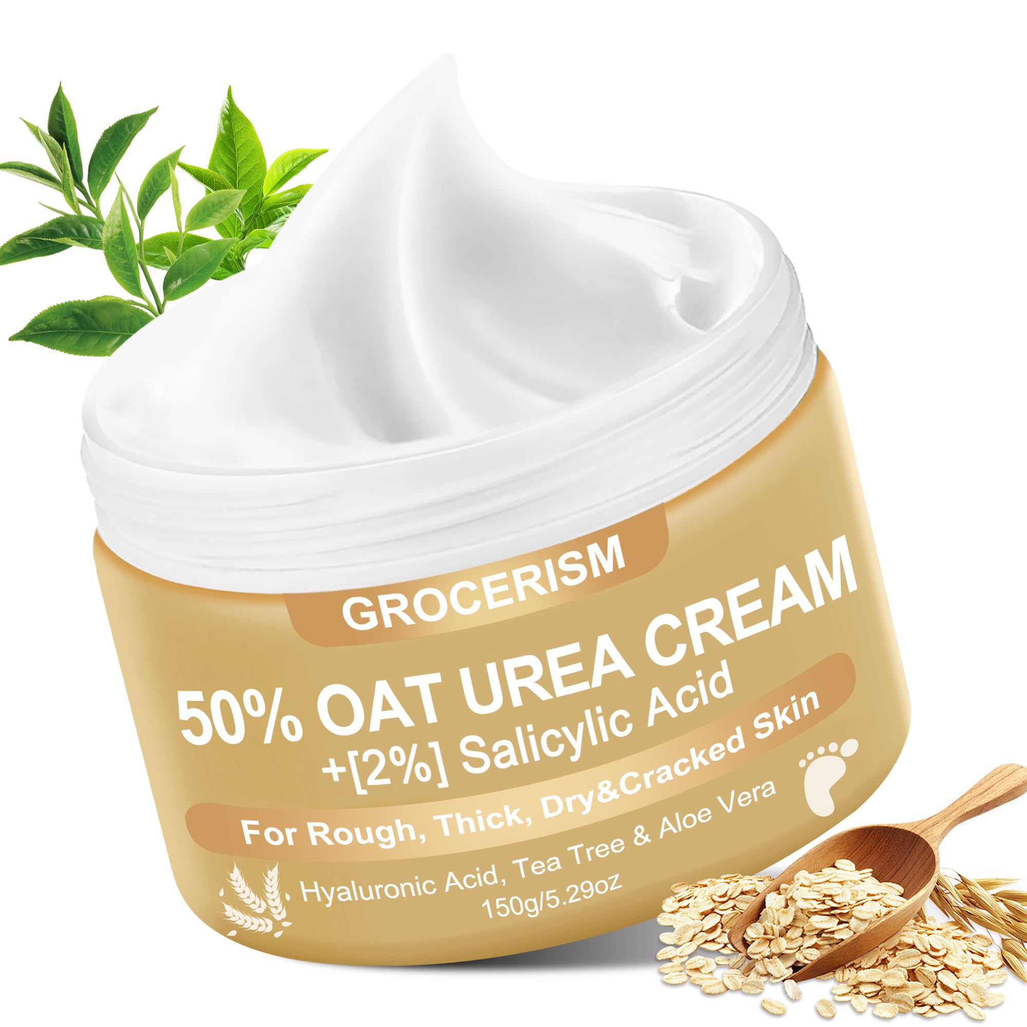 Grocerism Oat Urea Cream bottle showing 50% urea for deep moisturization