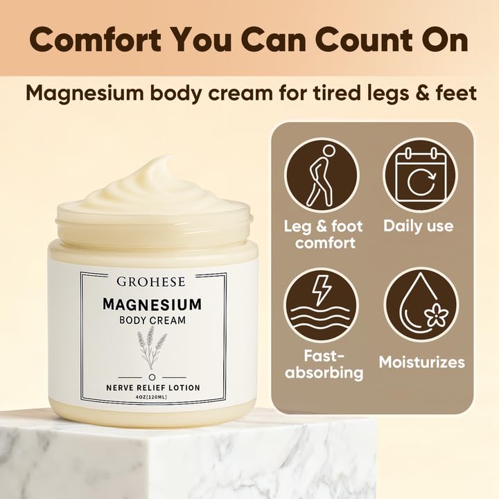 GROHESE Crema de neuropatía, masaje en la piel, alivio suave para áreas cansadas.