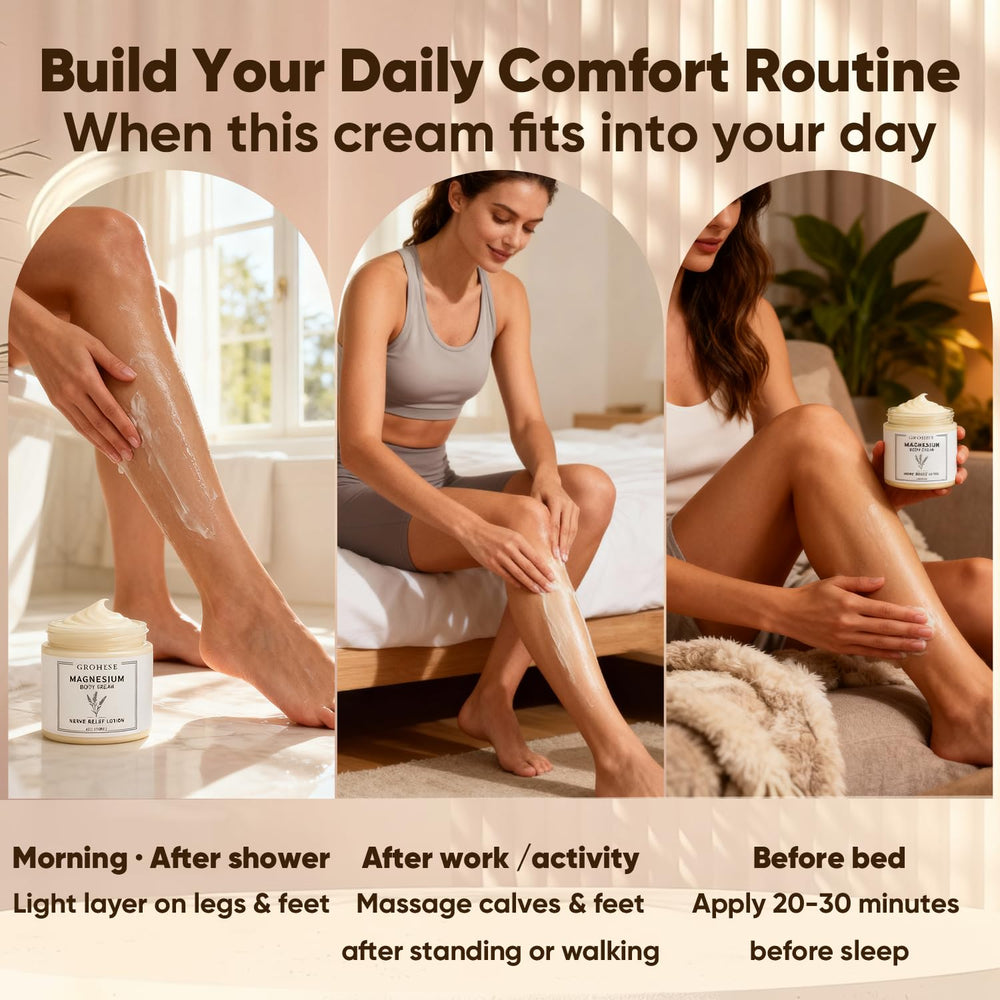 GROHESE Crema, textura ligera, se absorbe rápido sin residuo graso.
