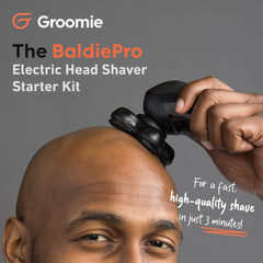 Groomie BaldiePro con hoja SmoothShave 2.0 para contornos precisos.
