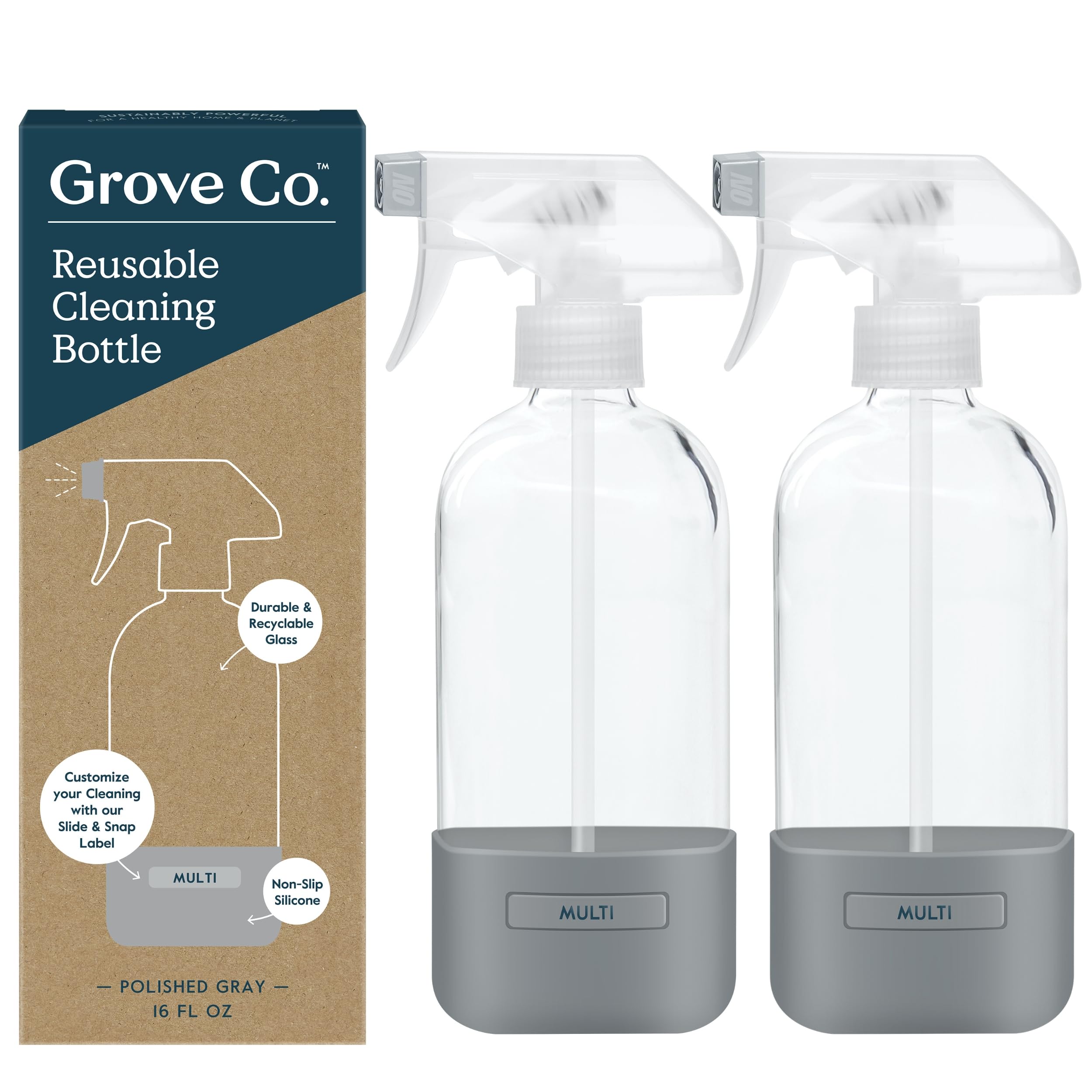 botellas Grove Co de vidrio 16 oz con funda silicona listas para recargas