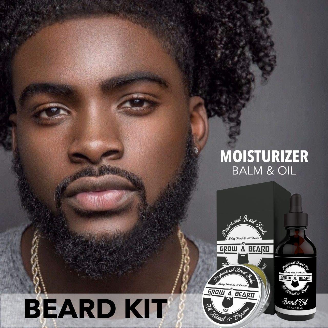 Bálsamo GROW ALPHA BEARD para barba brillo natural y humedad duradera.