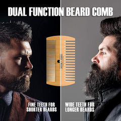 Grow Alpha Beard peine de doble acción de madera para desenredar