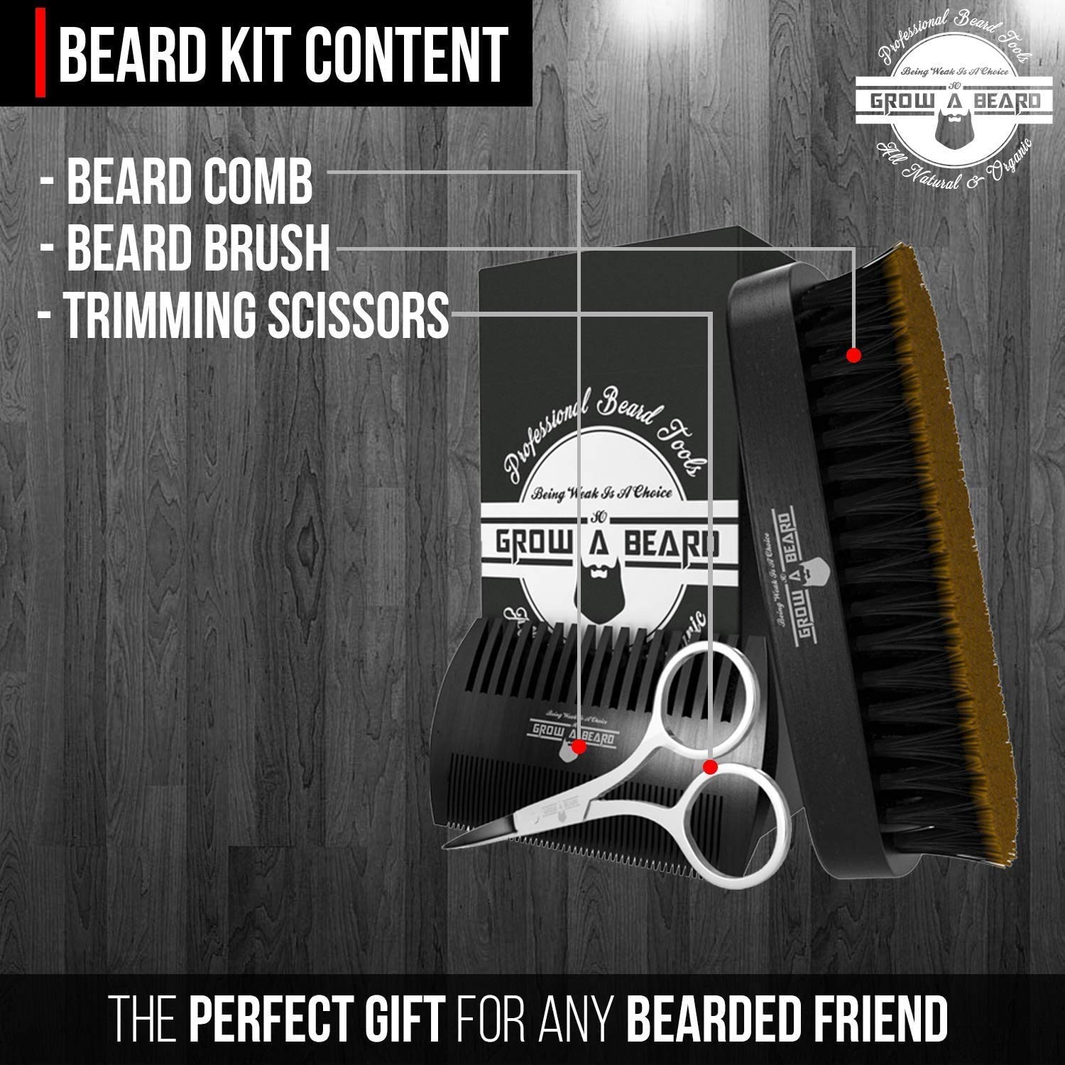 Grow Alpha Beard peine de acción dual de madera para desenredar y definir