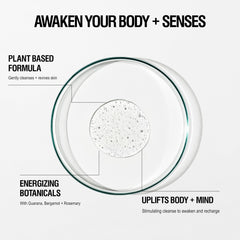 Grown Alchemist Energize Body Cleanser muestra textura gel-espuma suave para una limpieza diaria.