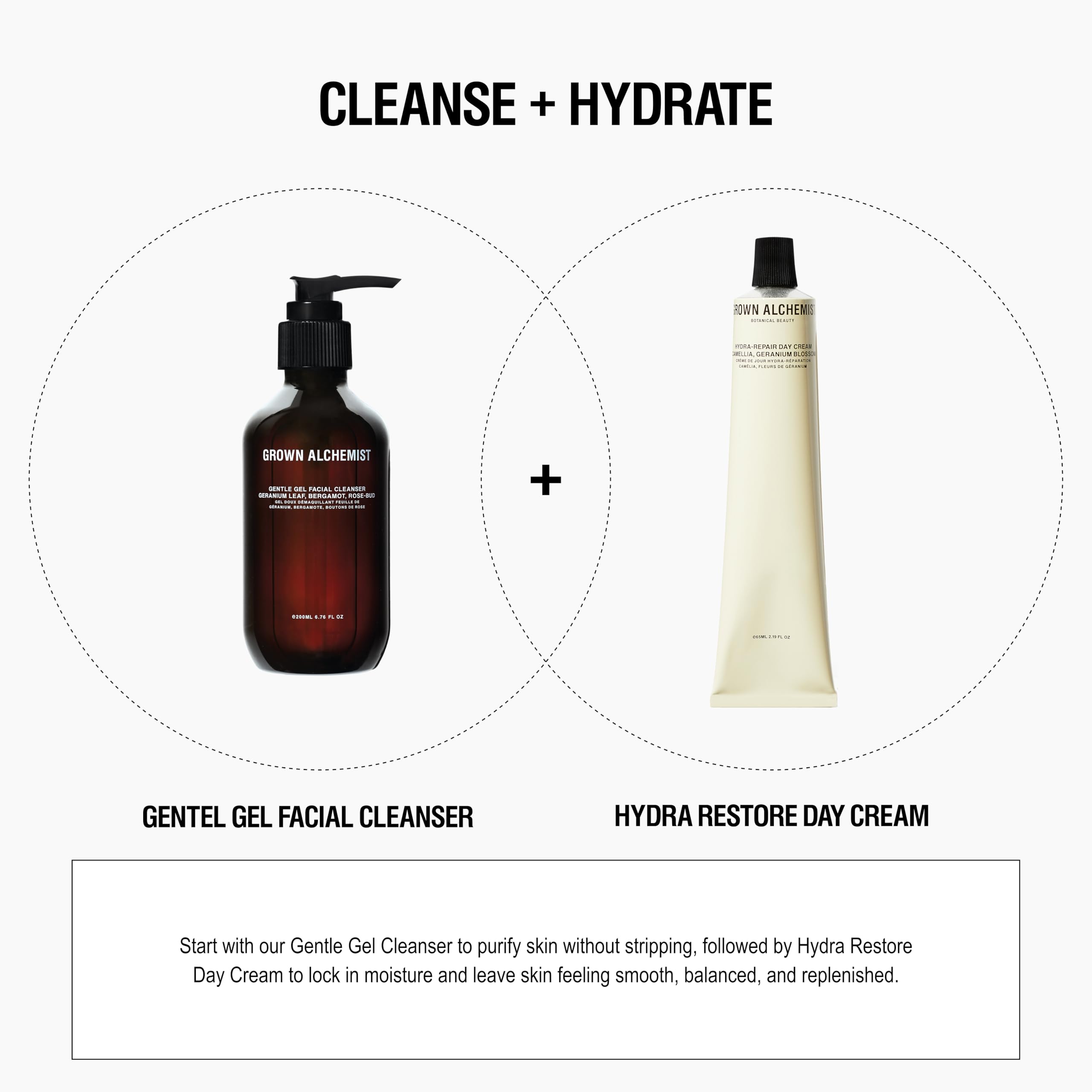 Grown Alchemist Gentle Gel Facial Cleanser, uso diario para piel calmada y limpia.
