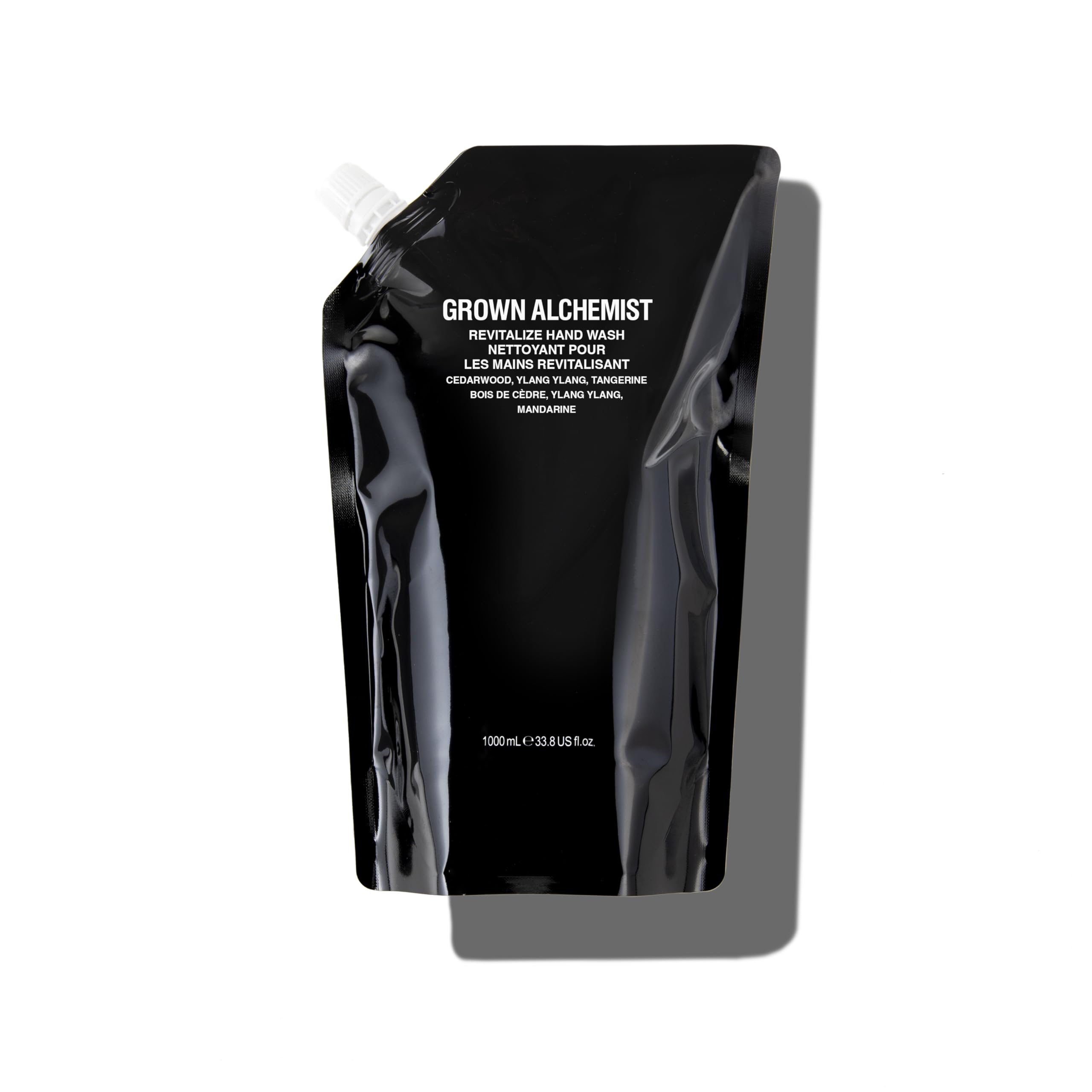 Grown Alchemist Revitalize Hand Wash refill bottle showcases sleek packaging for daily hydration
