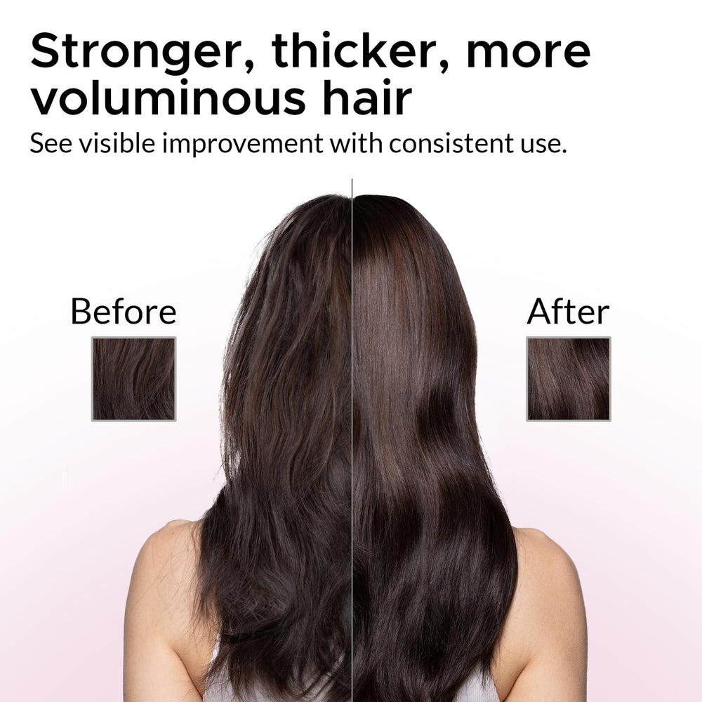 Growth Essence cabello con apariencia más densa tras uso regular.