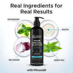 Growth Essence champú engrosador mostrando la botella y etiqueta