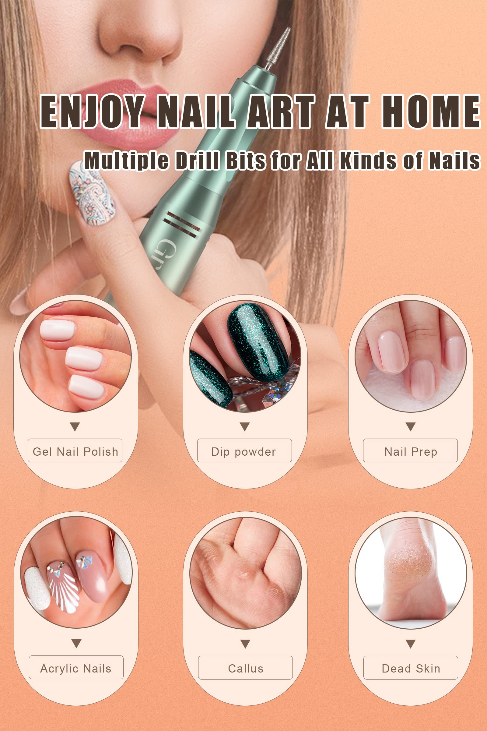 Pantalla de cristal líquido y batería de 4000 mAh en la fresa de uñas Groyal para sesiones sin interrupciones.