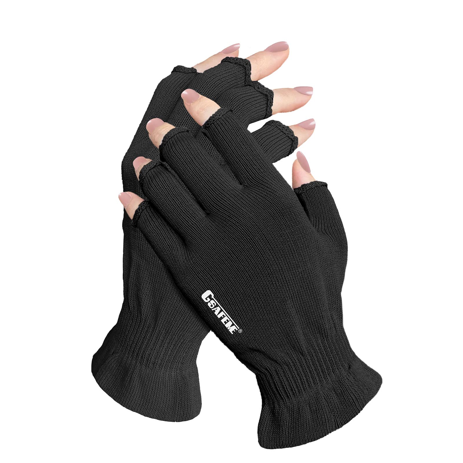 Guantes de algodón GSAFEME con diseño sin dedos para movilidad y cuidado de manos.