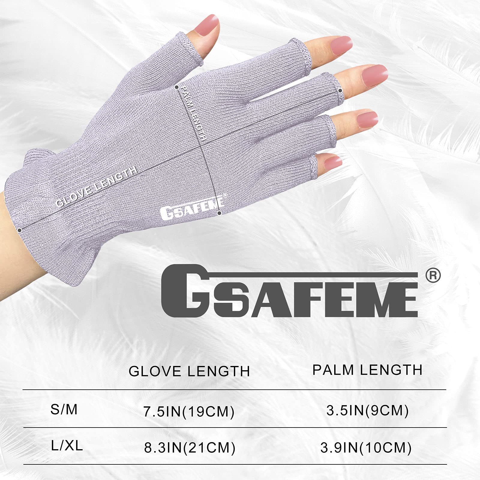 Guantes GSAFEME morados para uso nocturno sin quitarse.