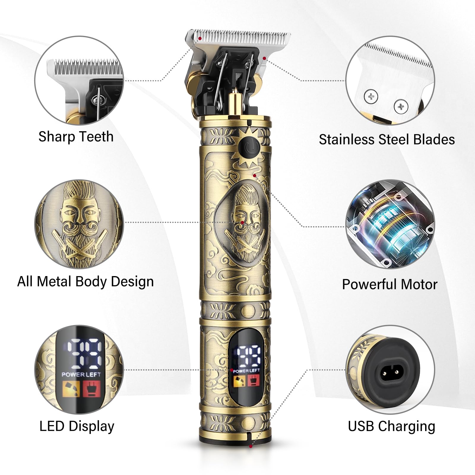 GSKY cortapelos recargable USB con indicador de batería.
