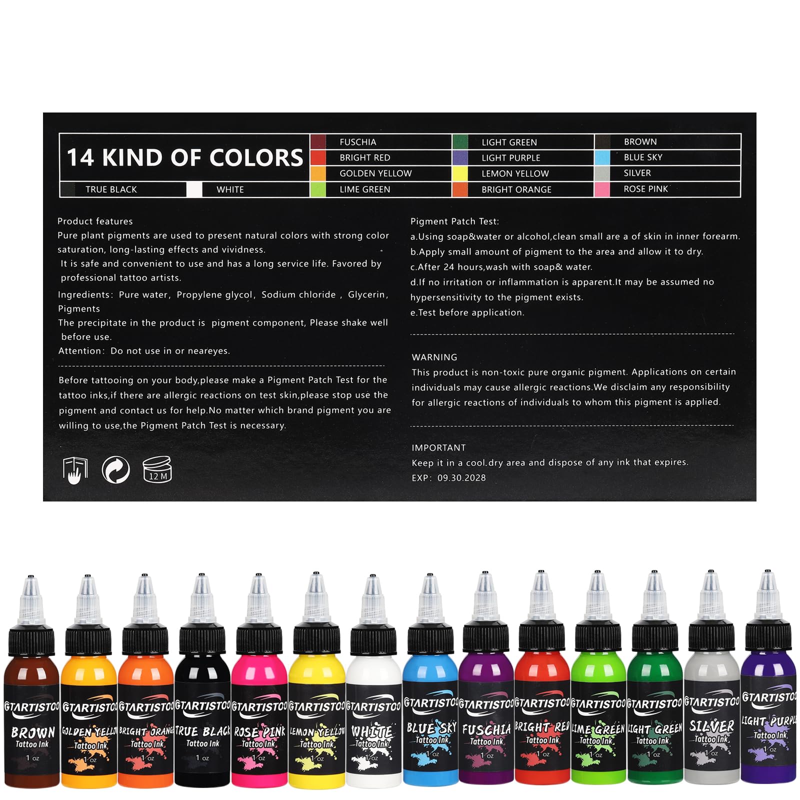 GTARTISTOO encre tatouage totalement soluble dans l’eau pour nettoyage facile