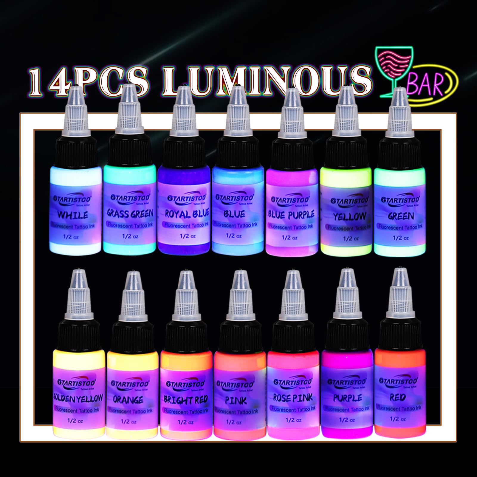 GTARTISTOO fluorescent ink note—glow activates with UV light