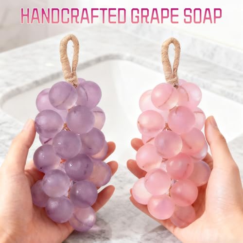 Gtyuoo Jabón de uvas en cuerda con gancho, práctico para colgar y secar.