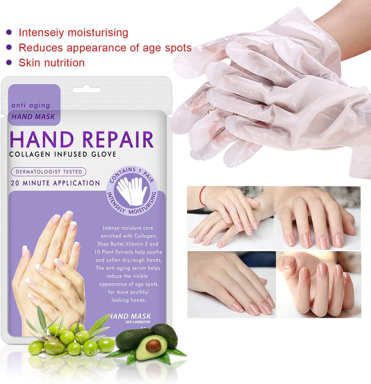 Guantes mascarilla Lavanda para manos: exfoliación suave que elimina células muertas.