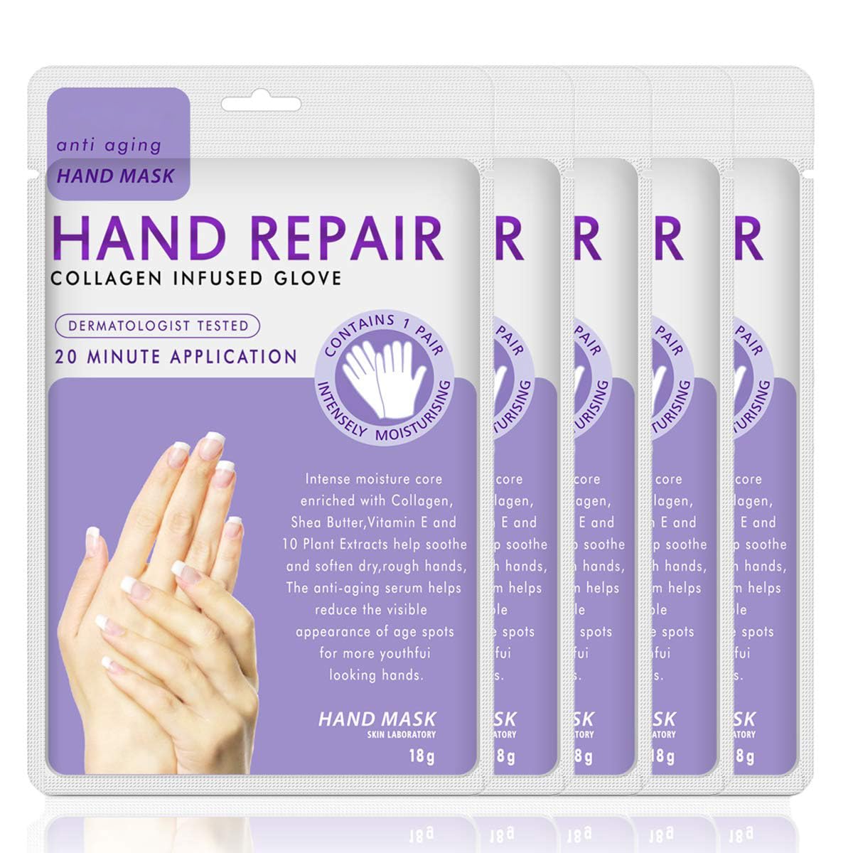 Guantes mascarilla Lavanda para manos: hidratación profunda y suavidad tras la aplicación.