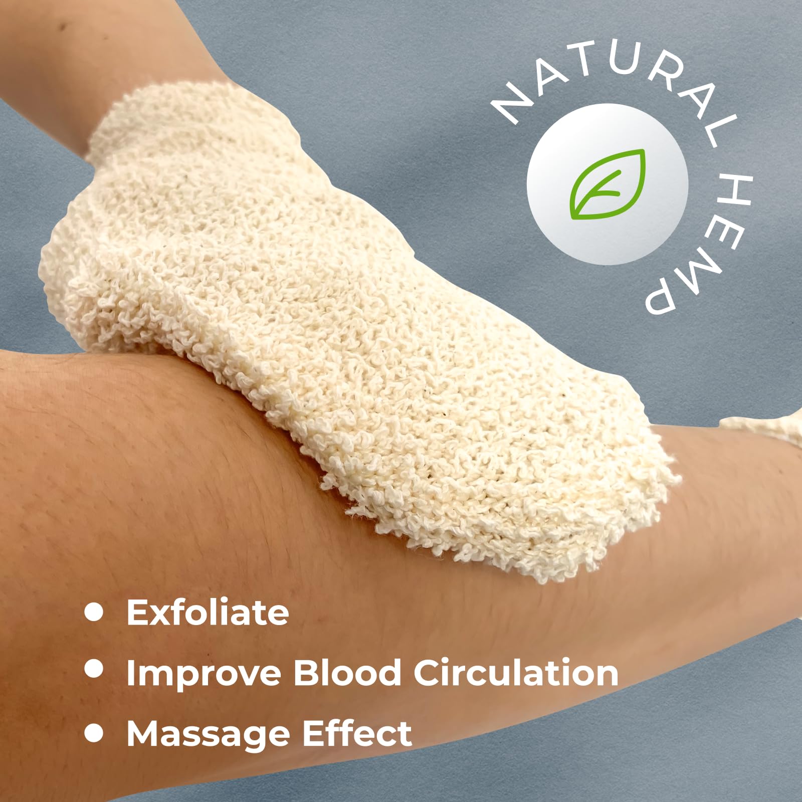 Guantes de ducha GUARD&MARINE con cáñamo natural, cuidado sostenible