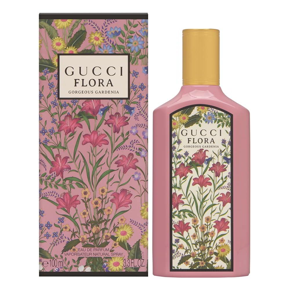 Gucci Flora Gorgeous Gardenia, botella de perfume, ideal para realzar el estado de ánimo con notas florales.