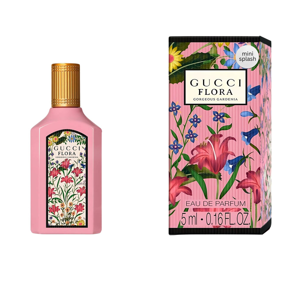 Gucci Flora Gardenia Hermosa EDP mini frasco mostrado, perfecto para pruebas en movimiento.