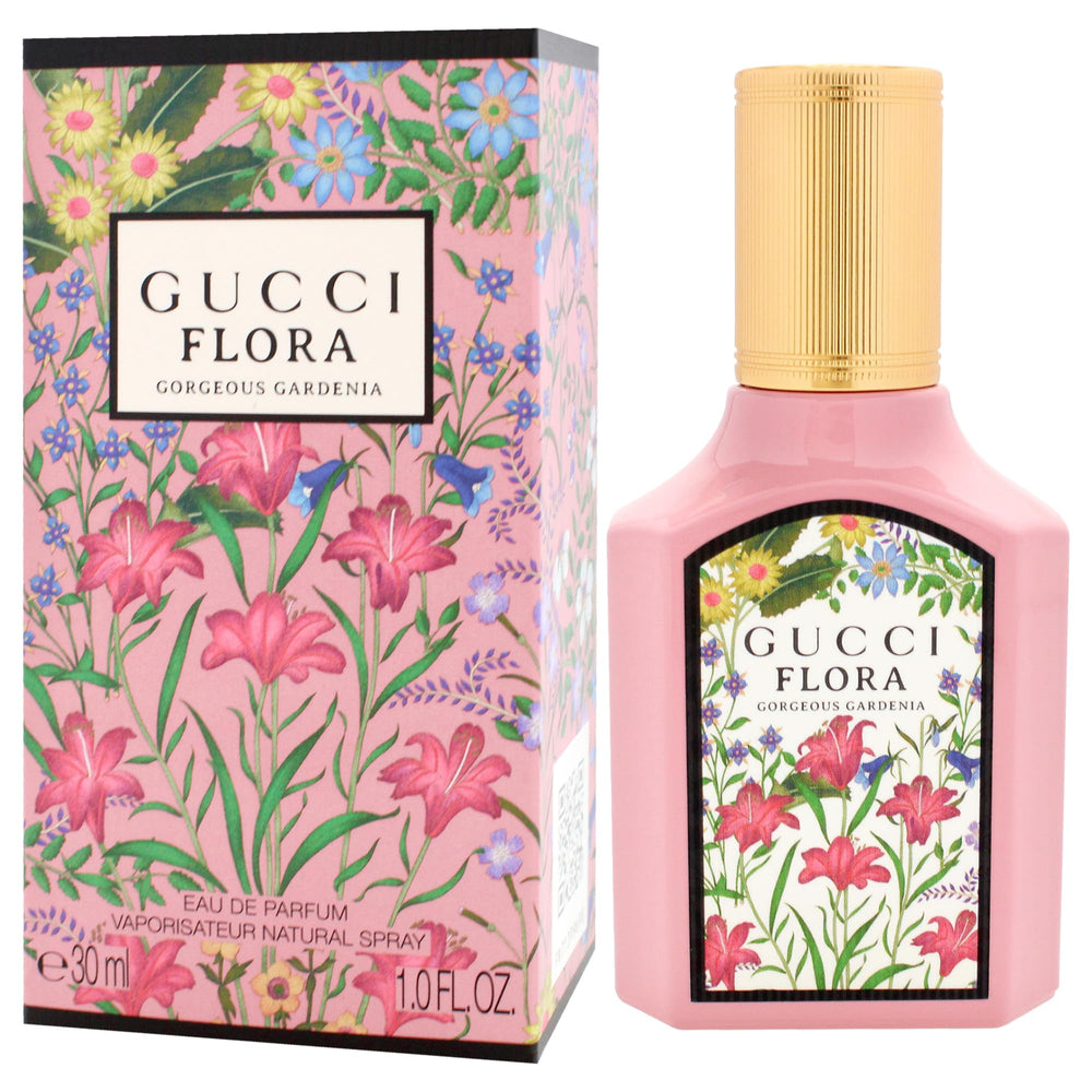 Gucci Flora Gorgeous Gardenia: empaque de caja que inspira lujo y regalo.