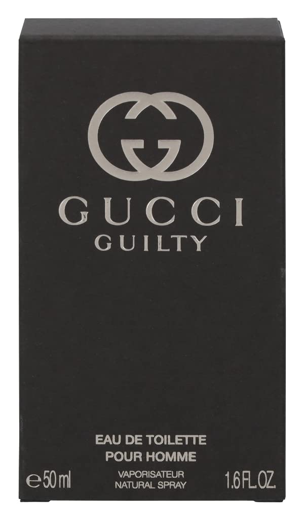 Gucci Guilty, tapon frontal visible, toque de lujo para la rutina matutina.