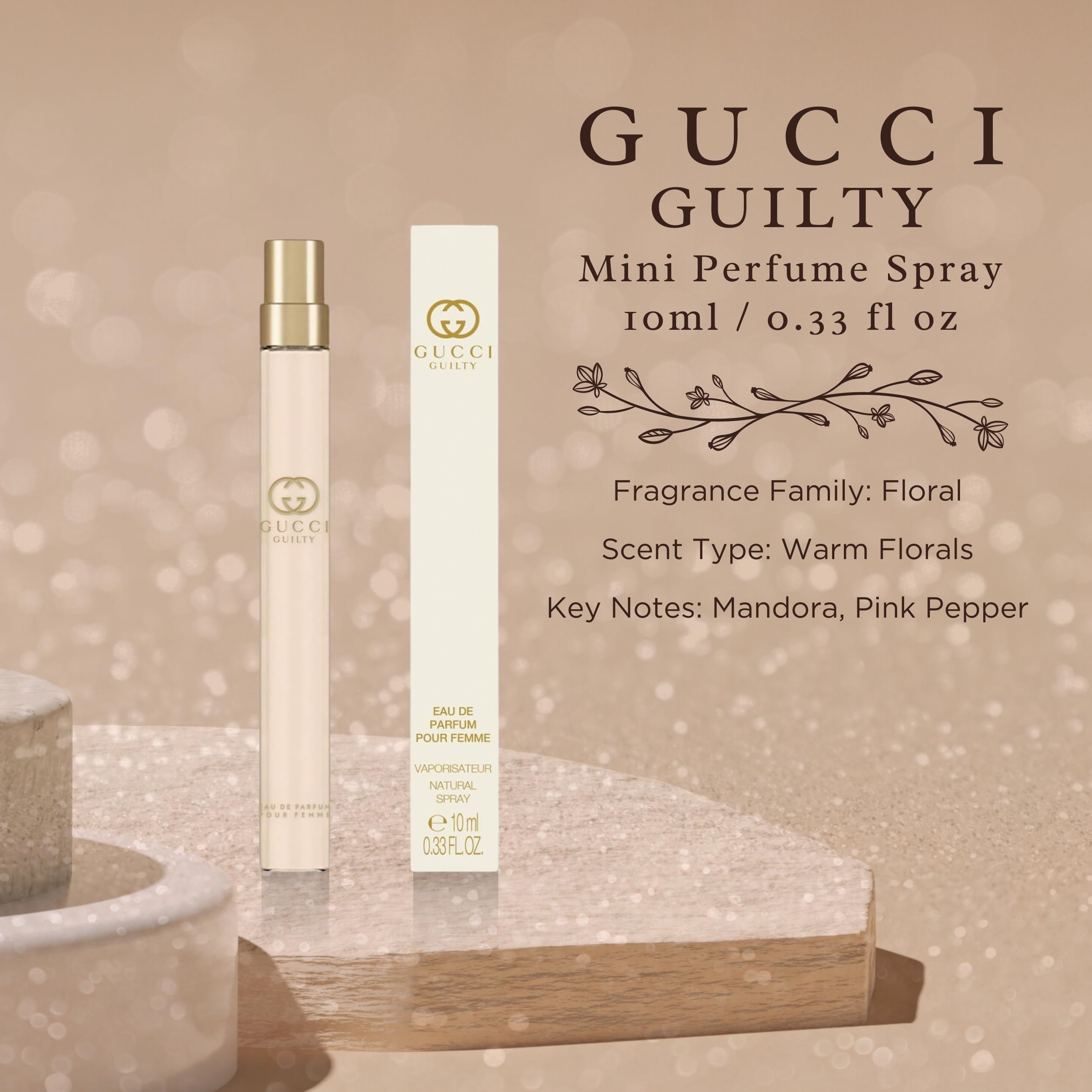 Gucci Guilty Pour Femme, envase miniatura, perfecto para viajes y pruebas de aroma