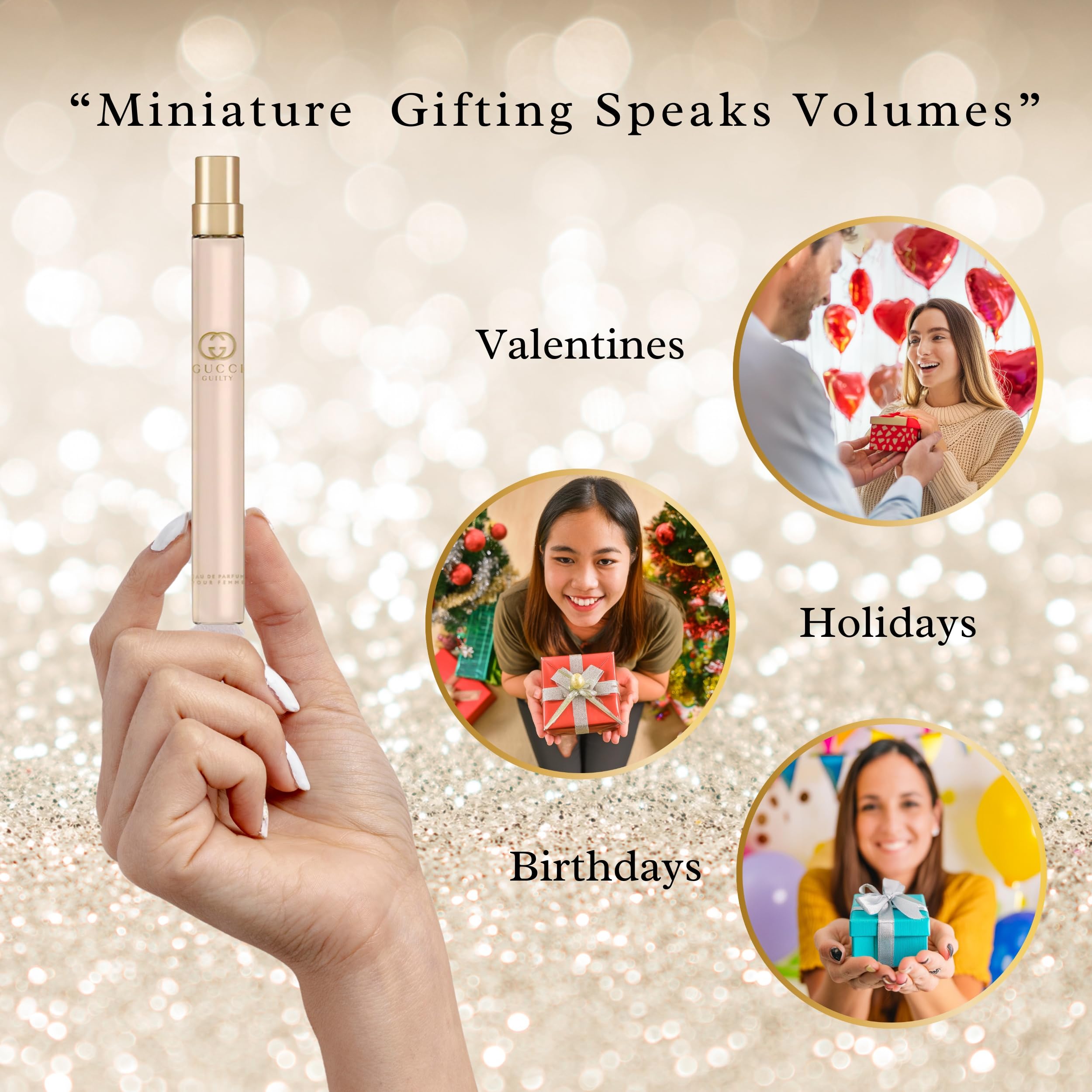 Gucci Guilty Pour Femme, presentación de viaje, ideal para llevar en maletas y bolso