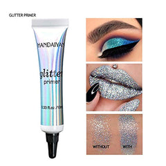 Glitter glue swatches on skin demonstrate grip and shine.