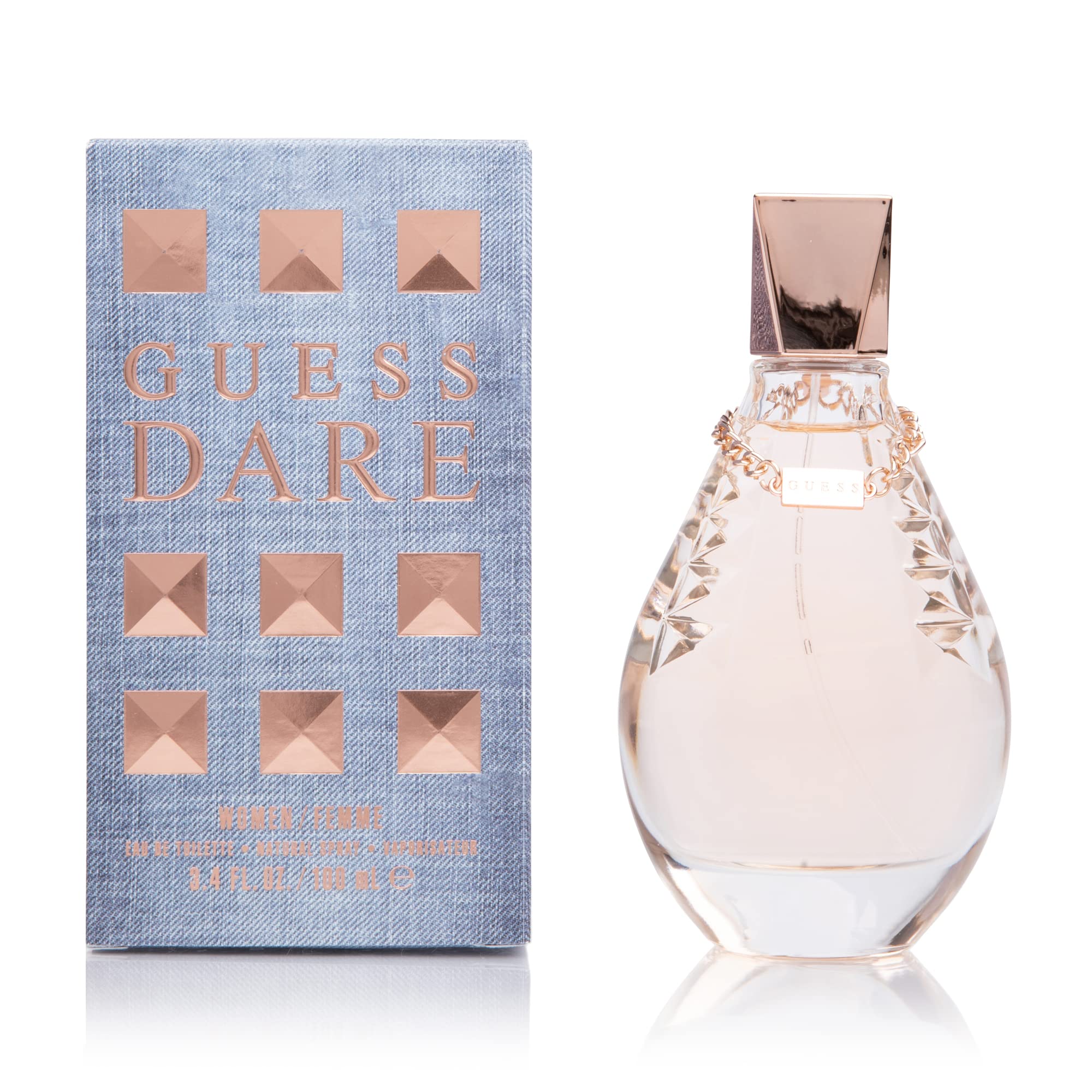 GUESS Dare: frasco visto de frente, aroma floral suave para ocasiones especiales.