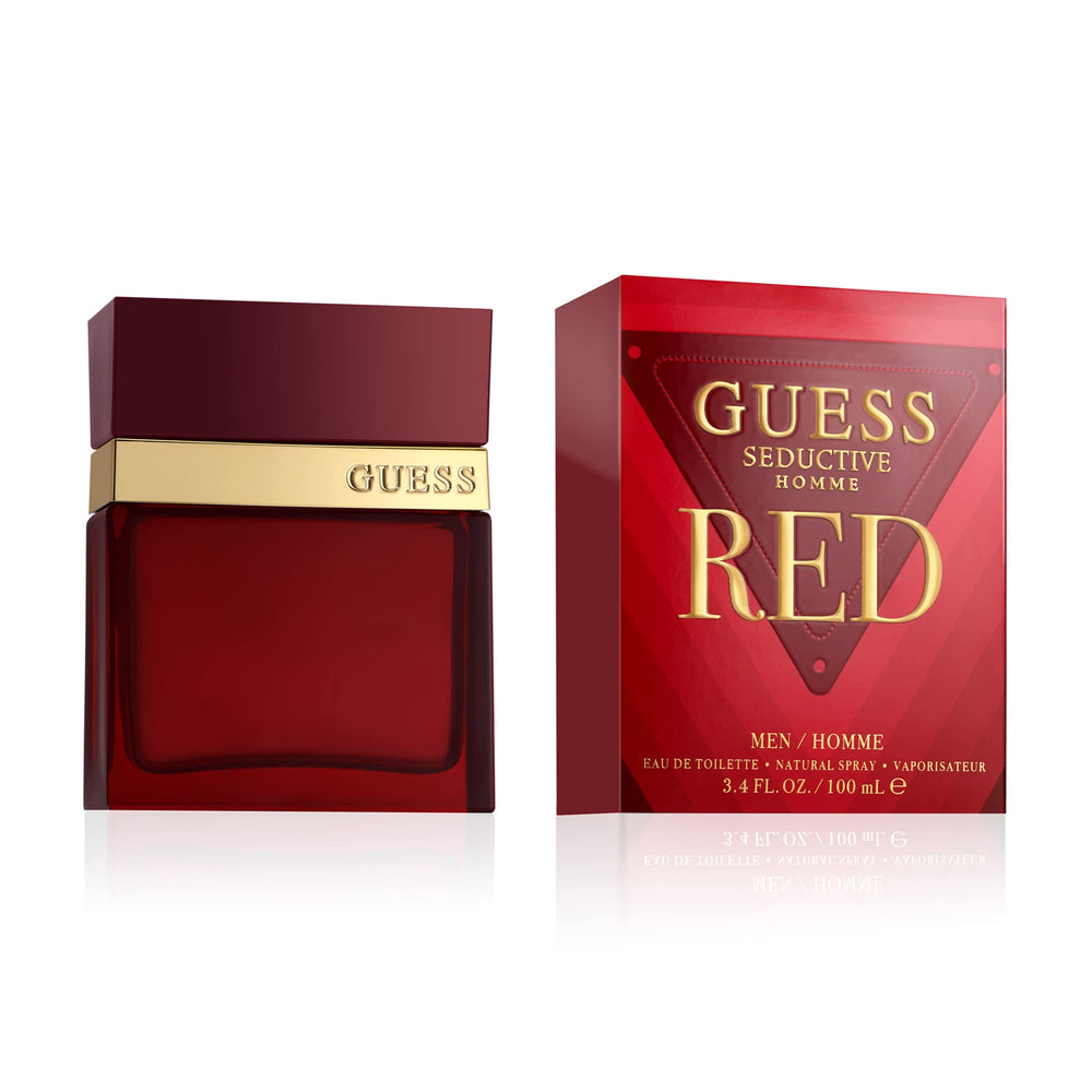 GUESS Seductivo Rojo para hombre, botella frontal, aroma envolvente para uso diario.