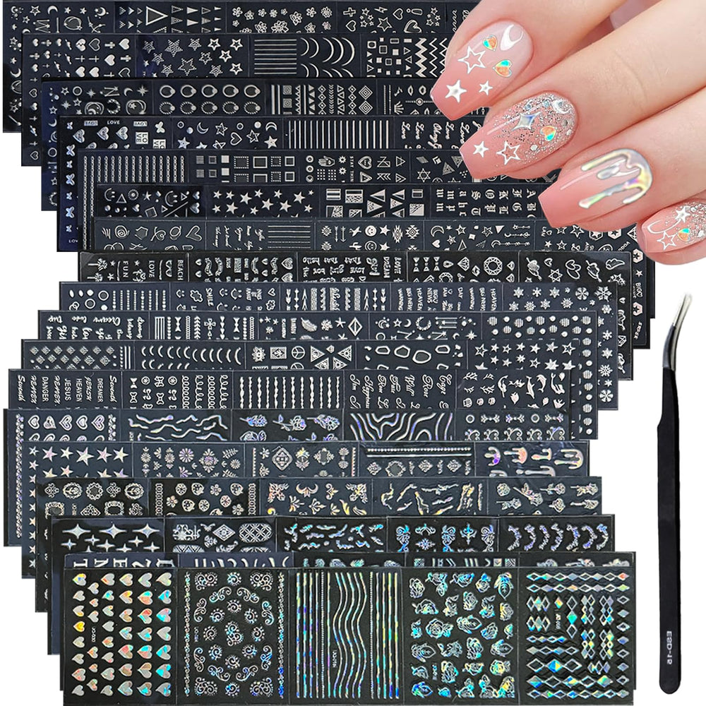 GUFUGU adornos uñas estrella linea luna para manicura llamativa y rápida