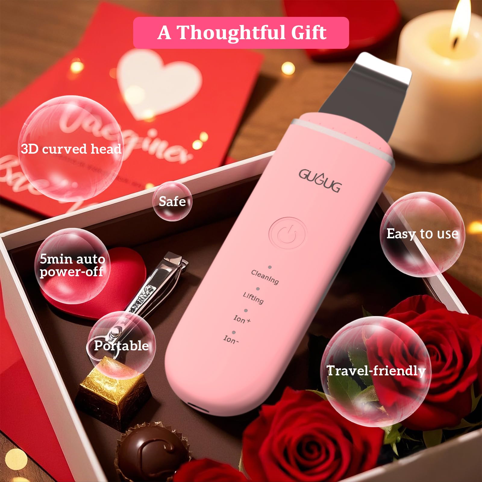 GUGUG diseño ergonómico rosa cómodo de sostener durante la rutina