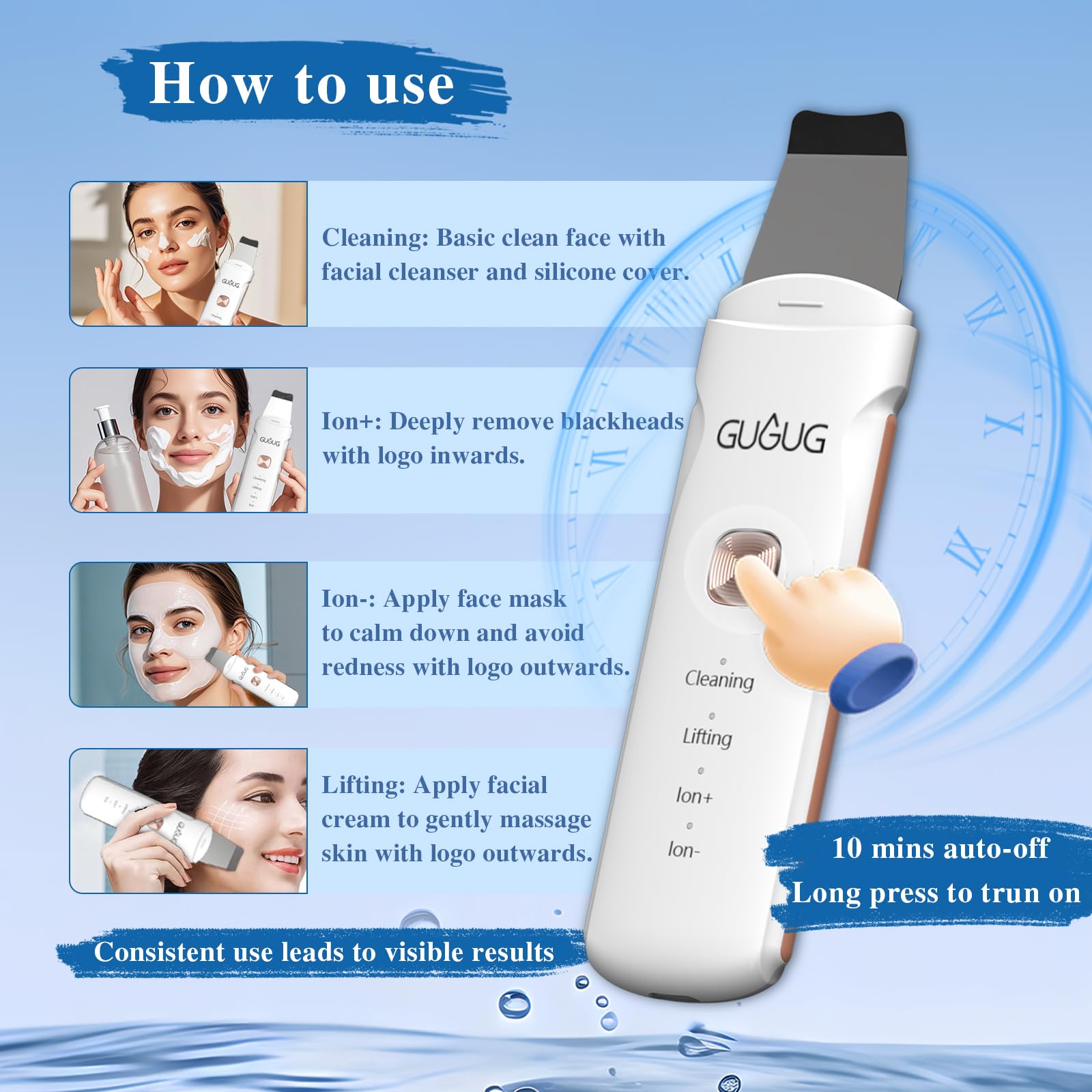 GUGUG apto para rostro y espalda, ayuda a tratar puntos negros.