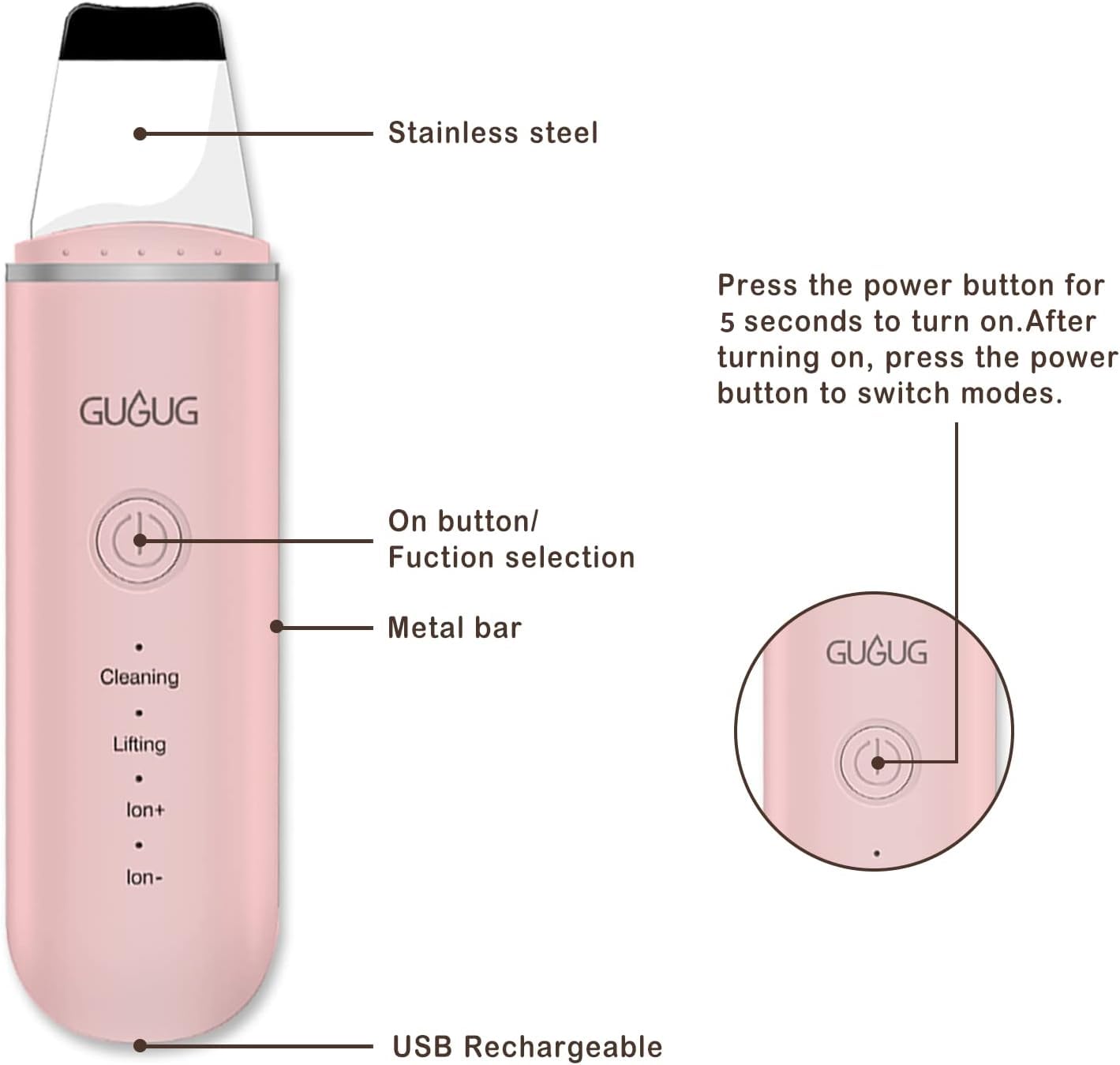 GUGUG uso seguro 5s-5min rosa protege la piel durante el tratamiento