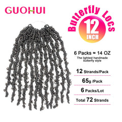 GUOHUI Locs mariposa, peso ligero, cada paquete 65 g.