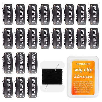 Guokoo pinzas para peluca forma U 32mm negras, fijan la peluca con comodidad.