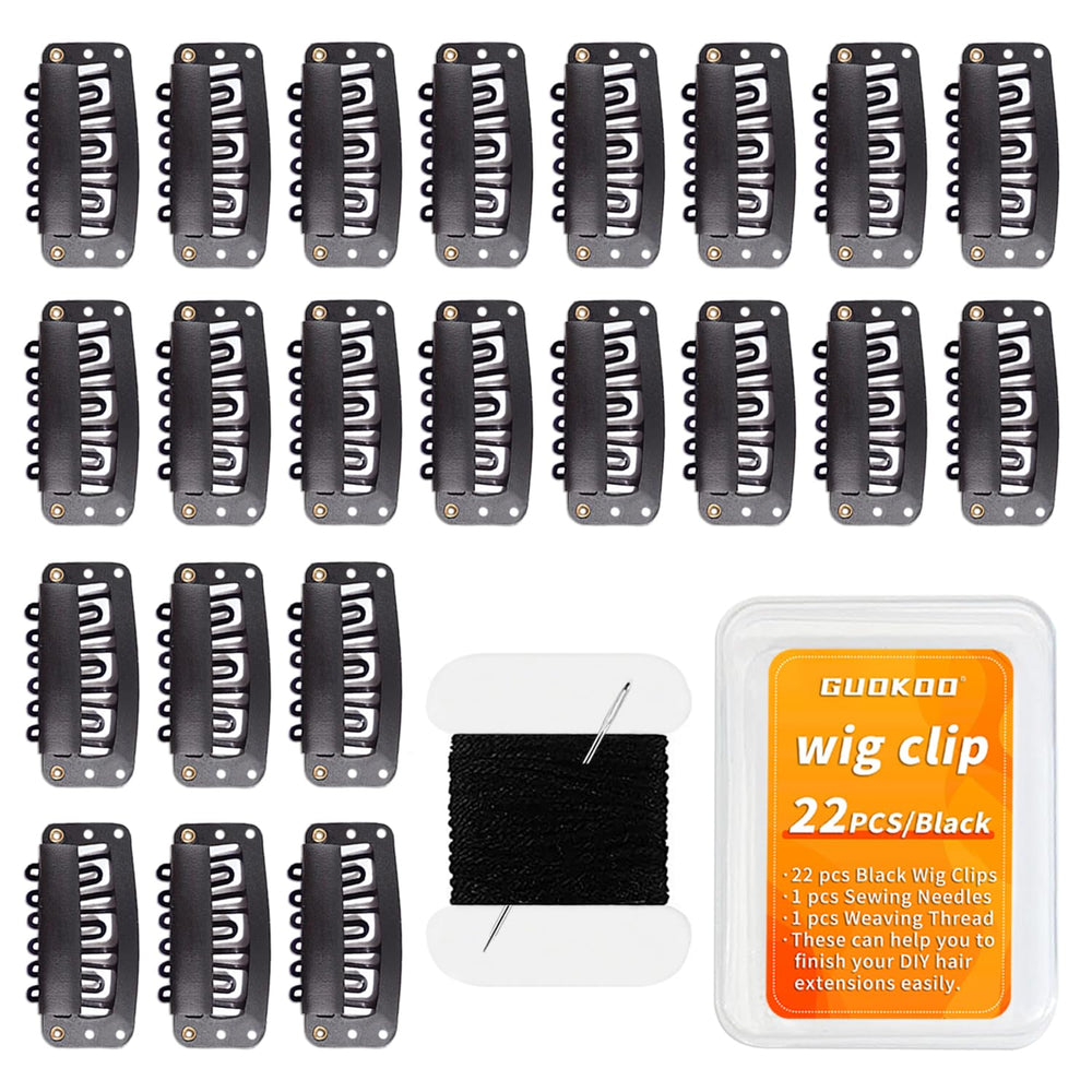 Guokoo pinzas para peluca forma U 32mm negras, fijan la peluca con comodidad.