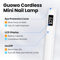 Guowo lámpara UV con pantalla LCD para curado preciso de uñas.