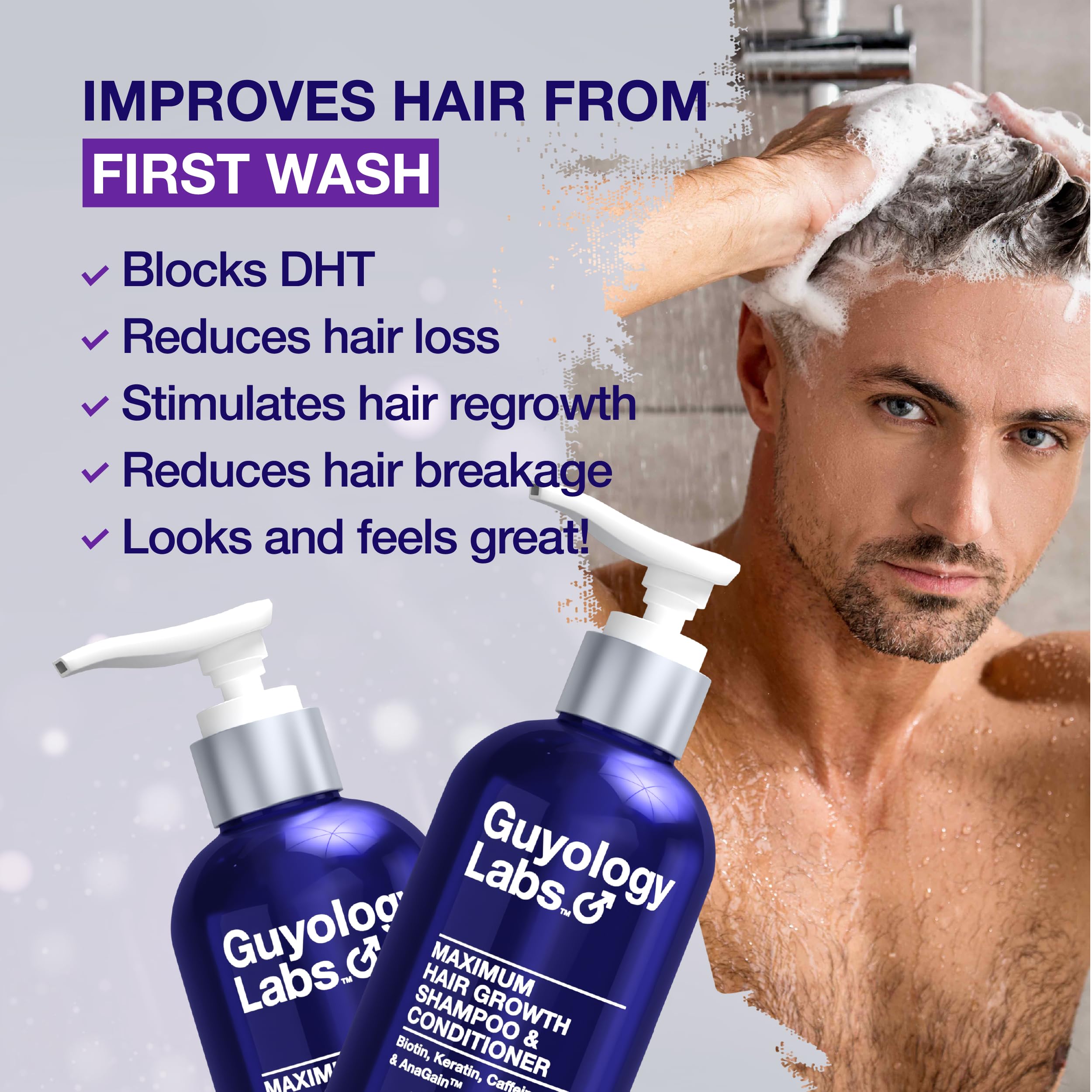 Illustration of Guyology Labs AnaGain ingredients supporting healthy follicles.