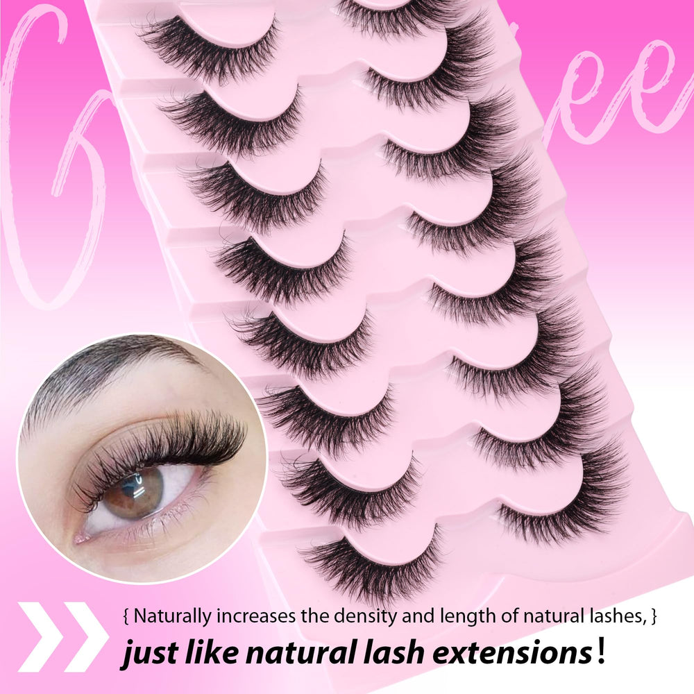 Pestañas GVEFETIEE naturales con efecto ligero para un aspecto suave.