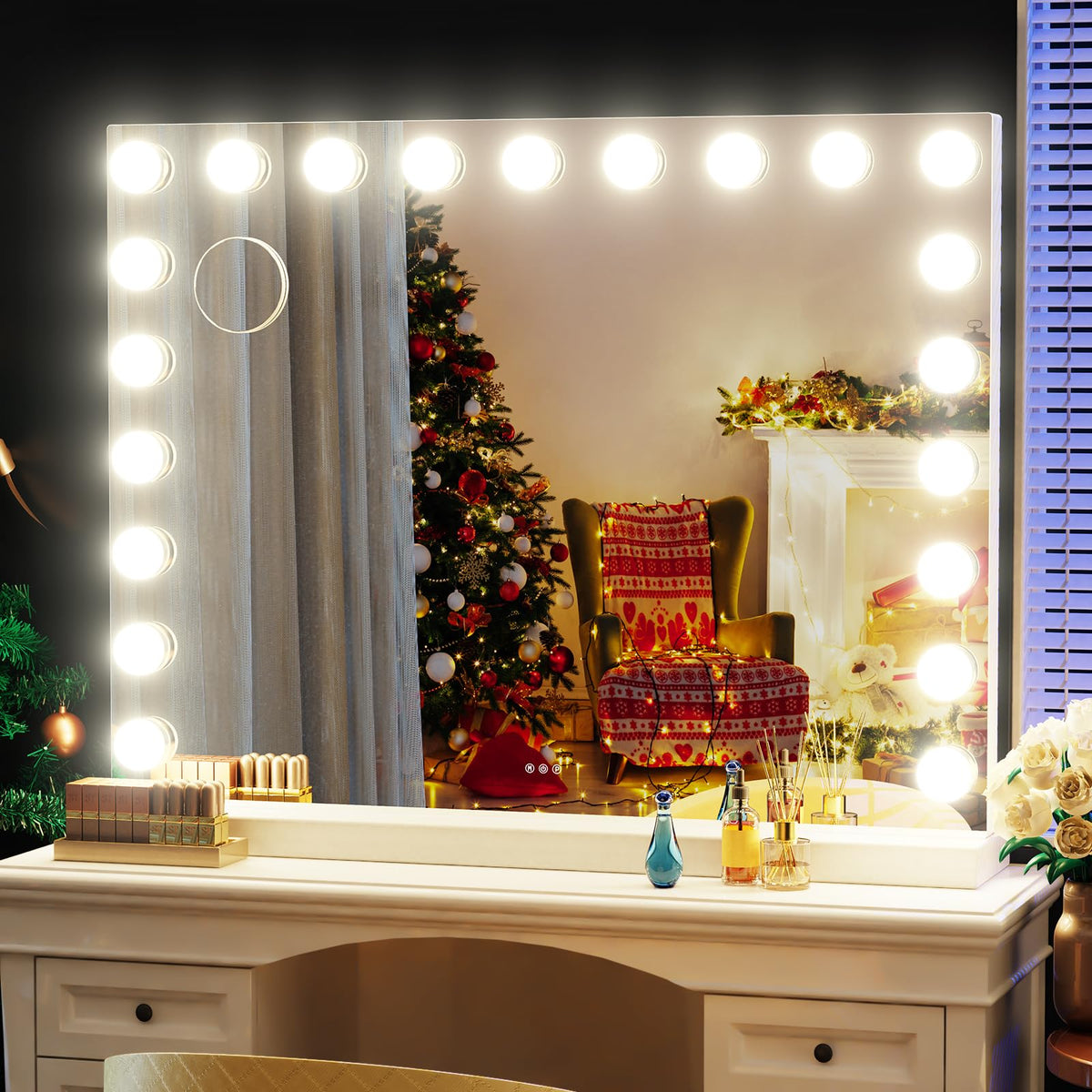 Gvnkvn Espejo de vanity con iluminación 32x24 pulgadas para maquillaje detallado.