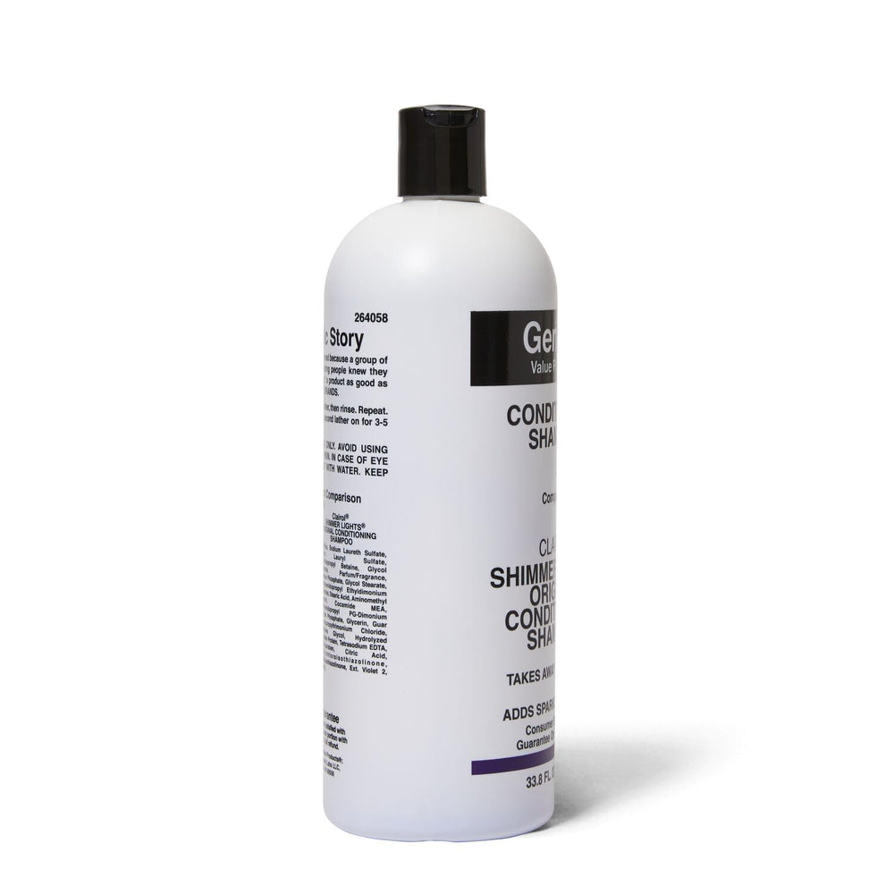 Etiqueta de GVP champú morado con detalles de color y cuidado